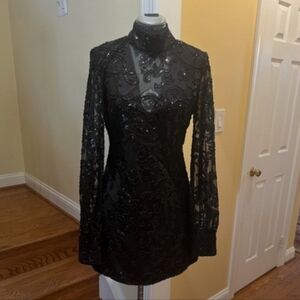 ALEXIS FRANCISKA EMBELLISHED MINI DRESS BLACK large